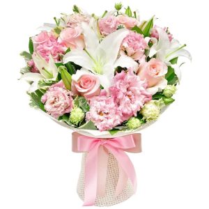 Букет із лілій та еустоми