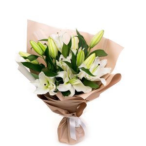 Букет із 5 гілок білої лілії