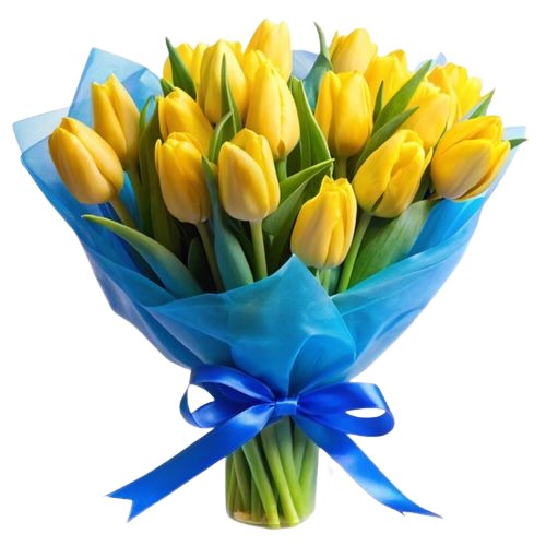 Букет із 21 жовтого тюльпану
