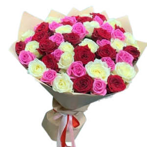 Букет із 45 різнокольорових роз