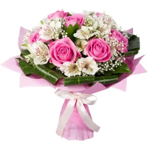 Букет із альстромерії та рожевої троянди