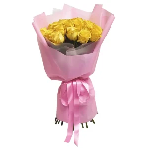 Букет із 19 жовтих троянд