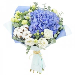 Букет із гортензія та еустоми