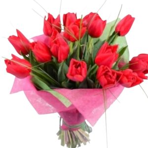 Букет із 15 червоних тюльпанів