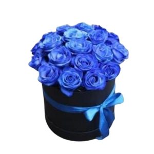 Коробка з 21 синьою трояндою
