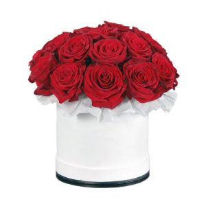 Композиція із 21 червоної троянди в коробці