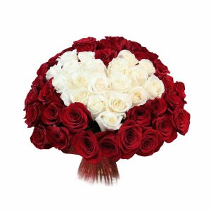 Букет із 51 троянди у формі серця