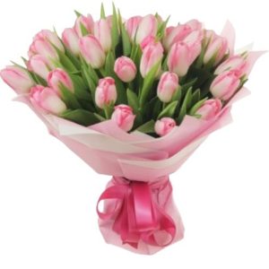 Букет із 35 ніжно-рожевих тюльпана