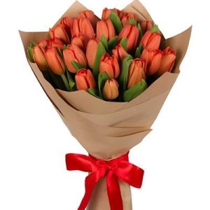 Букет із 21 червоного тюльпана