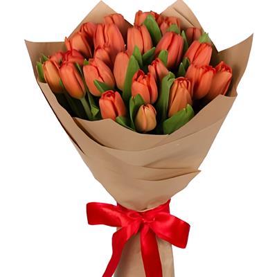 Букет із 21 червоного тюльпана