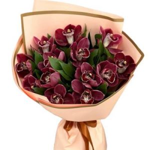 Букет із 15 коричневих орхідей