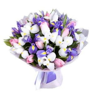 Букет із тюльпанів та ірисів