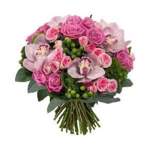 Букет із орхідеї та рожевої троянди