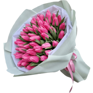 Букет із 39 рожевих тюльпанів