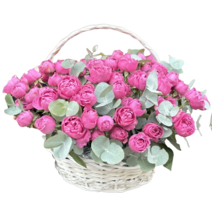 Кошик із 35 кущових півонієподібних троянд