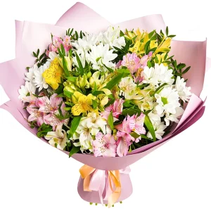 Ніжний мікс хризантеми та альстромерії