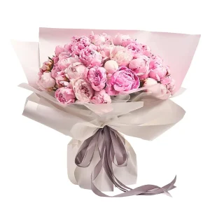 Букет із 51 рожевої півонії "51 відтінок ніжності"