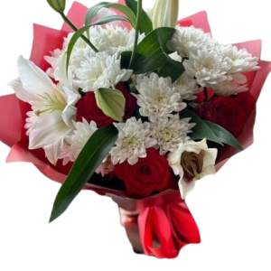 Ароматна композиція з троянди, лілії та хризантеми