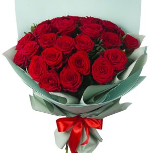 Букет із 25 червоних троянд