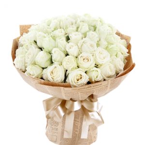 Шикарний букет із 75 білих троянд