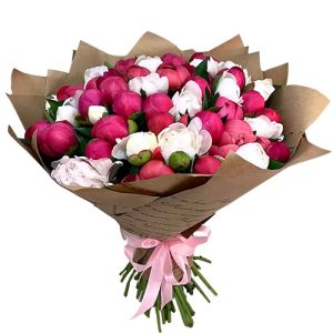 Мікс із 25 рожевих і білих півоній