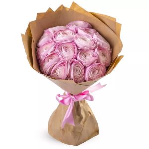Букет із 15 рожевих ранункулюсів