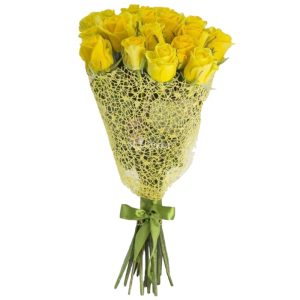 Букет із 15 жовтих троянд «Тепло»