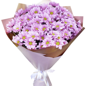 Букет із 9 рожевих хризантем