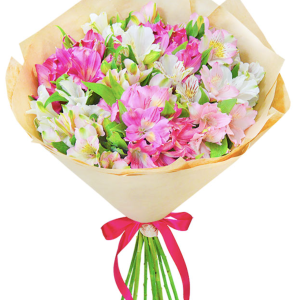 Букет із 11 різнокольорових альстромерій