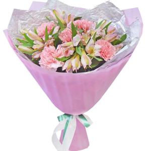 Букет із гвоздик та альстромерії "Маріель"