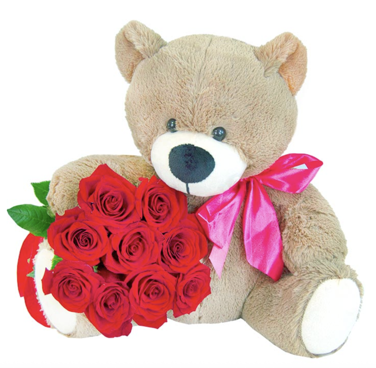 Ведмедик і 9 червоних троянд