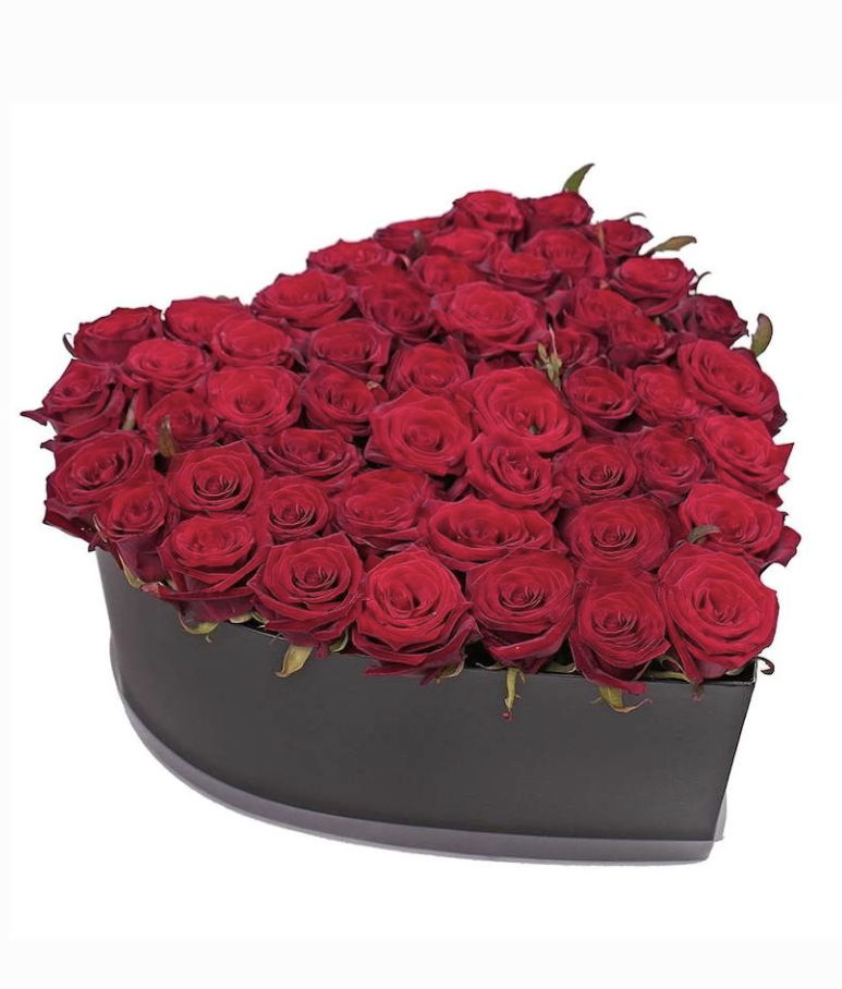 Композиція із 55 червоних троянд «55 зізнань у коханні»