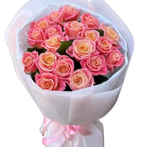 Букет із 19 рожевих троянд
