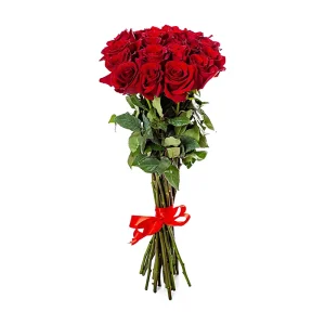 Букет із 15 червоних імпортних троянд 80 см