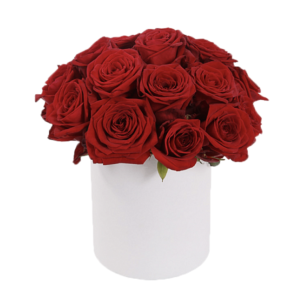 Композиція в коробці із 15 червоних троянд